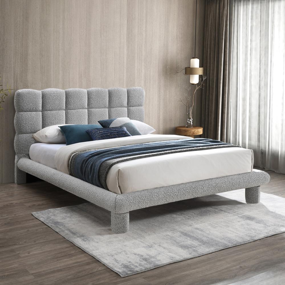 Meridian Furniture - Deco Grey Boucle Fabric Full Bed - DecoGrey-F veiw 2
