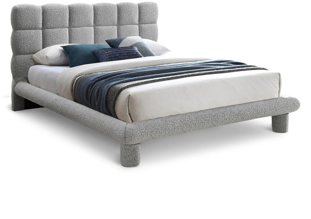 Meridian Furniture - Deco Grey Boucle Fabric King Bed - DecoGrey-K veiw 1