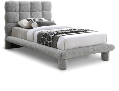 Meridian Furniture - Deco Grey Boucle Fabric Twin Bed - DecoGrey-T veiw 1