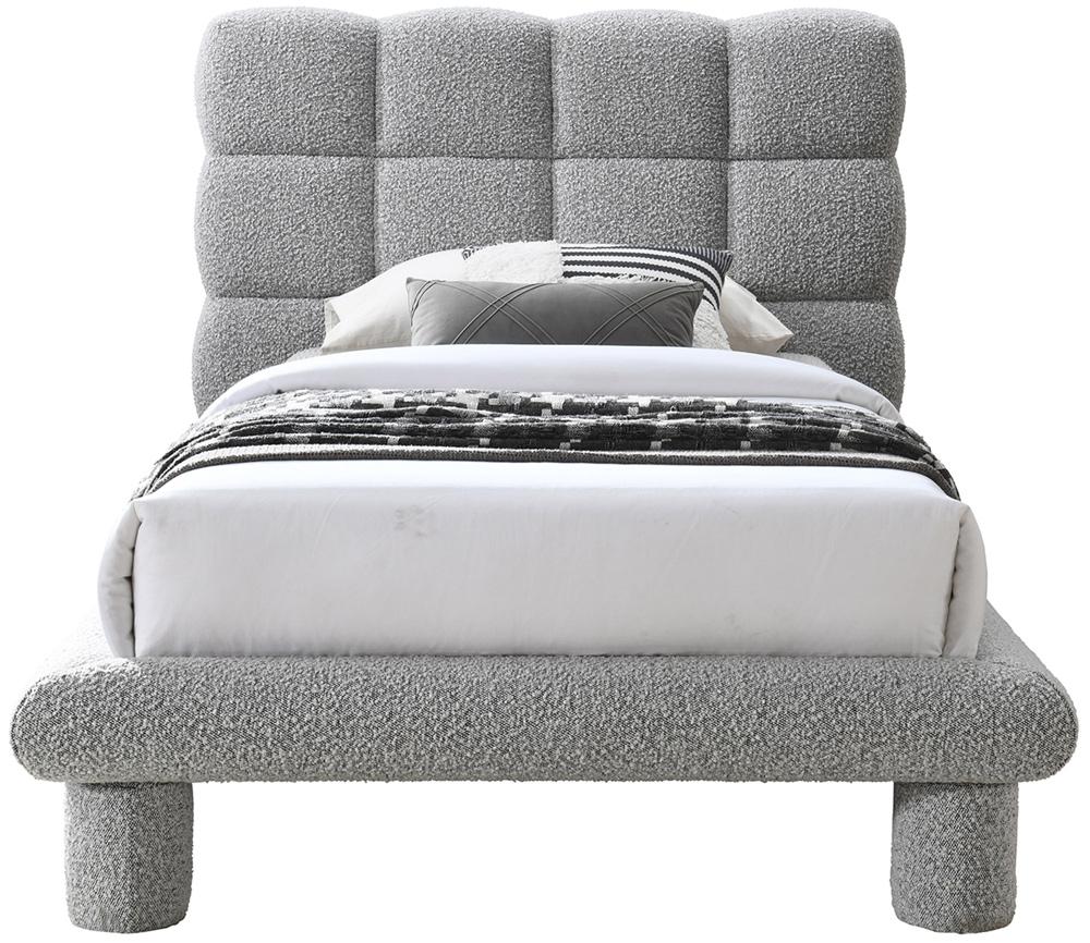 Meridian Furniture - Deco Grey Boucle Fabric Twin Bed - DecoGrey-T veiw 3