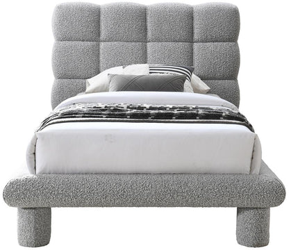 Meridian Furniture - Deco Grey Boucle Fabric Twin Bed - DecoGrey-T veiw 3