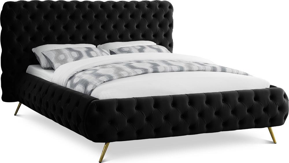 Meridian Furniture - Delano Black Velvet King Bed - DelanoBlack-K veiw 1