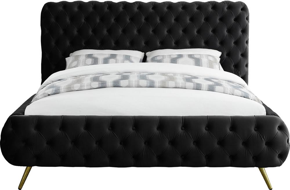 Meridian Furniture - Delano Black Velvet King Bed - DelanoBlack-K veiw 3