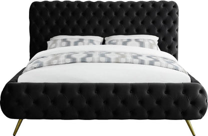 Meridian Furniture - Delano Black Velvet Queen Bed - DelanoBlack-Q veiw 3
