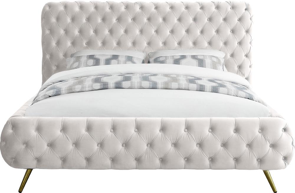 Meridian Furniture - Delano Cream Velvet King Bed - DelanoCream-K veiw 3