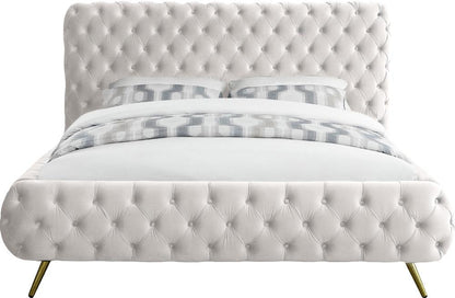 Meridian Furniture - Delano Cream Velvet King Bed - DelanoCream-K veiw 3