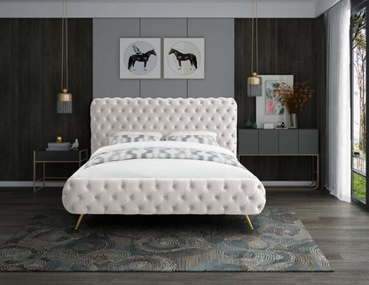 Meridian Furniture - Delano Cream Velvet King Bed - DelanoCream-K veiw 4