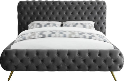 Meridian Furniture - Delano Grey Velvet King Bed - DelanoGrey-K veiw 3