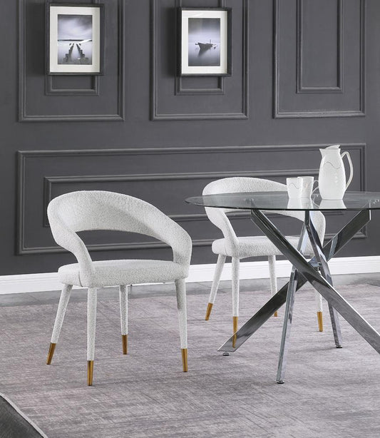 Meridian Furniture - Destiny Cream Boucle Fabric Dining Chair - 539Cream-C veiw 2
