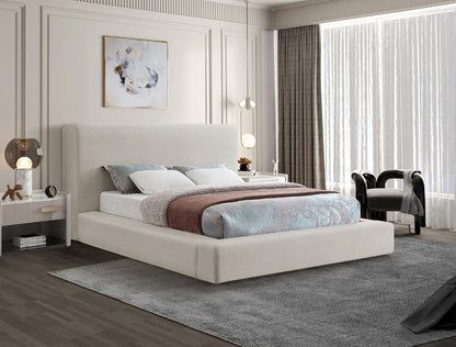 Meridian Furniture - Devin Beige Linen Textured Fabric Full Bed - DevinBeige-F veiw 2