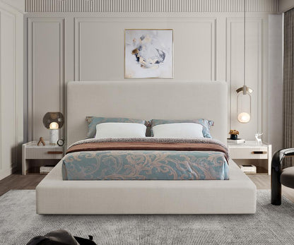Meridian Furniture - Devin Beige Linen Textured Fabric King Bed - DevinBeige-K veiw 4