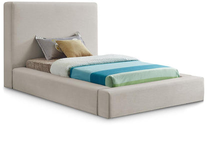 Meridian Furniture - Devin Beige Linen Textured Fabric Twin Bed - DevinBeige-T veiw 1
