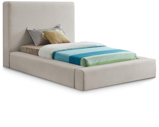 Meridian Furniture - Devin Beige Linen Textured Fabric Twin Bed - DevinBeige-T veiw 1