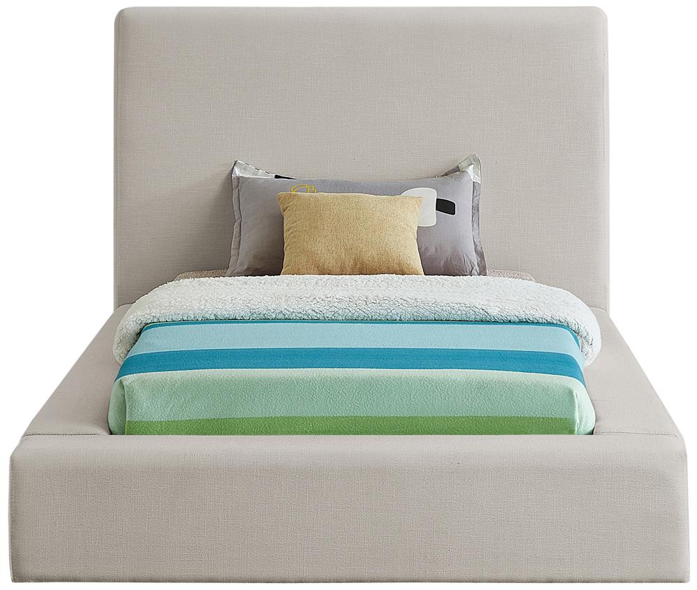 Meridian Furniture - Devin Beige Linen Textured Fabric Twin Bed - DevinBeige-T veiw 3