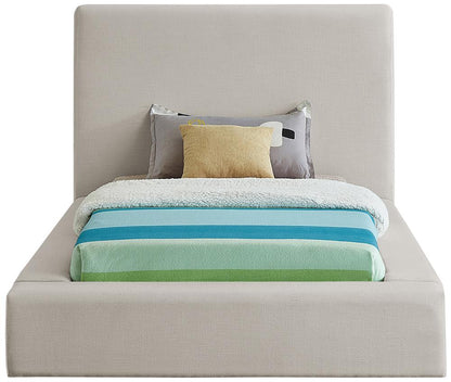 Meridian Furniture - Devin Beige Linen Textured Fabric Twin Bed - DevinBeige-T veiw 3