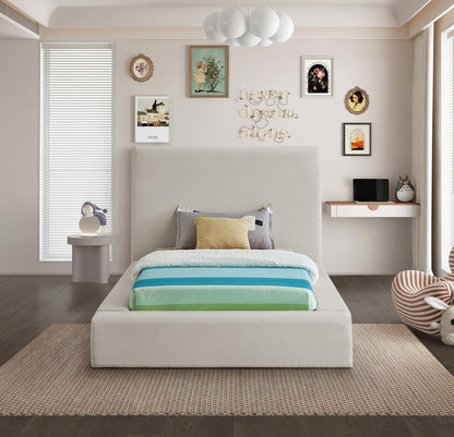 Meridian Furniture - Devin Beige Linen Textured Fabric Twin Bed - DevinBeige-T veiw 4