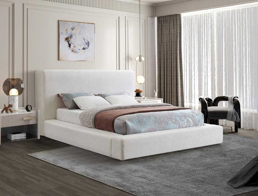 Meridian Furniture - Devin Cream Linen Textured Fabric Full Bed - DevinCream-F veiw 2
