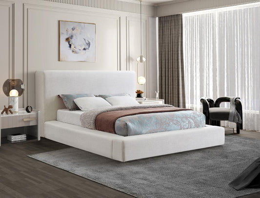Meridian Furniture - Devin Cream Linen Textured Fabric Queen Bed - DevinCream-Q veiw 2