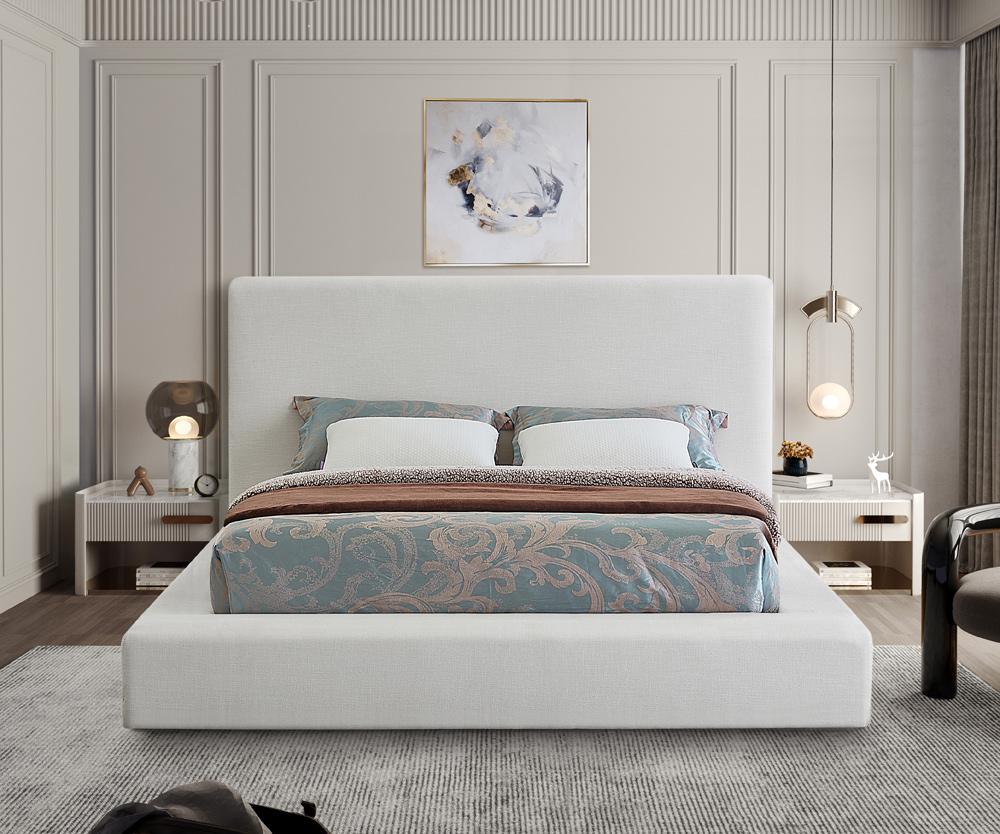 Meridian Furniture - Devin Cream Linen Textured Fabric Queen Bed - DevinCream-Q veiw 4