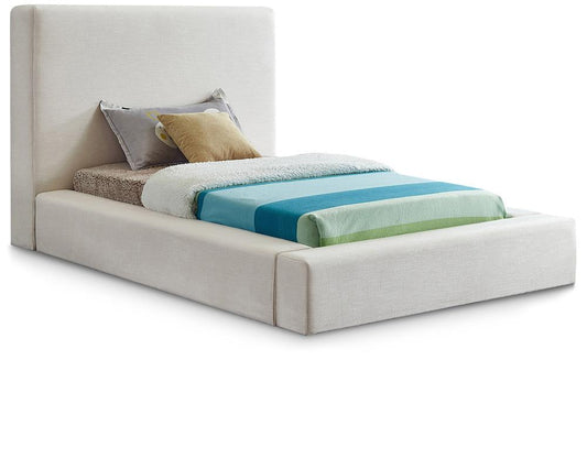 Meridian Furniture - Devin Cream Linen Textured Fabric Twin Bed - DevinCream-T veiw 1