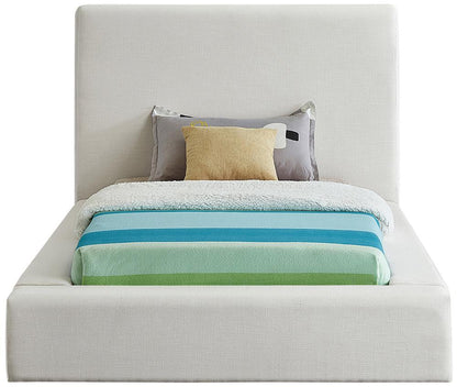 Meridian Furniture - Devin Cream Linen Textured Fabric Twin Bed - DevinCream-T veiw 3