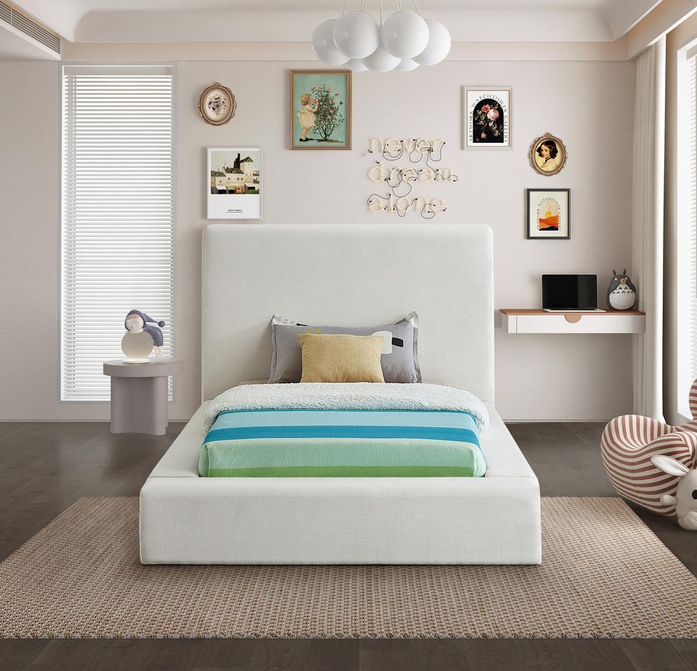Meridian Furniture - Devin Cream Linen Textured Fabric Twin Bed - DevinCream-T veiw 4