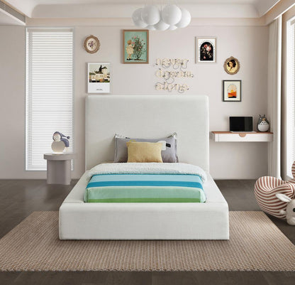 Meridian Furniture - Devin Cream Linen Textured Fabric Twin Bed - DevinCream-T veiw 4