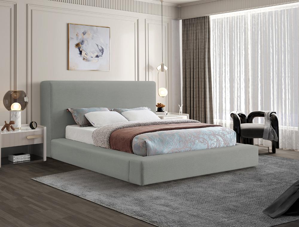 Meridian Furniture - Devin Grey Linen Textured Fabric King Bed - DevinGrey-K veiw 2