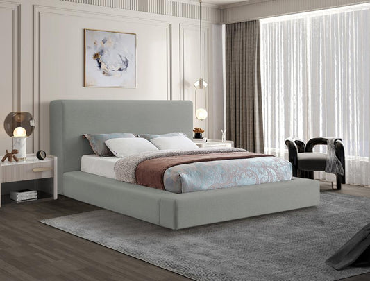 Meridian Furniture - Devin Grey Linen Textured Fabric King Bed - DevinGrey-K veiw 2