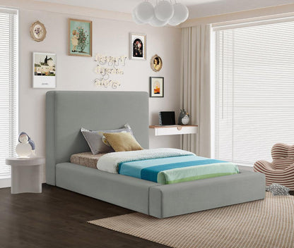 Meridian Furniture - Devin Grey Linen Textured Fabric Twin Bed - DevinGrey-T veiw 2