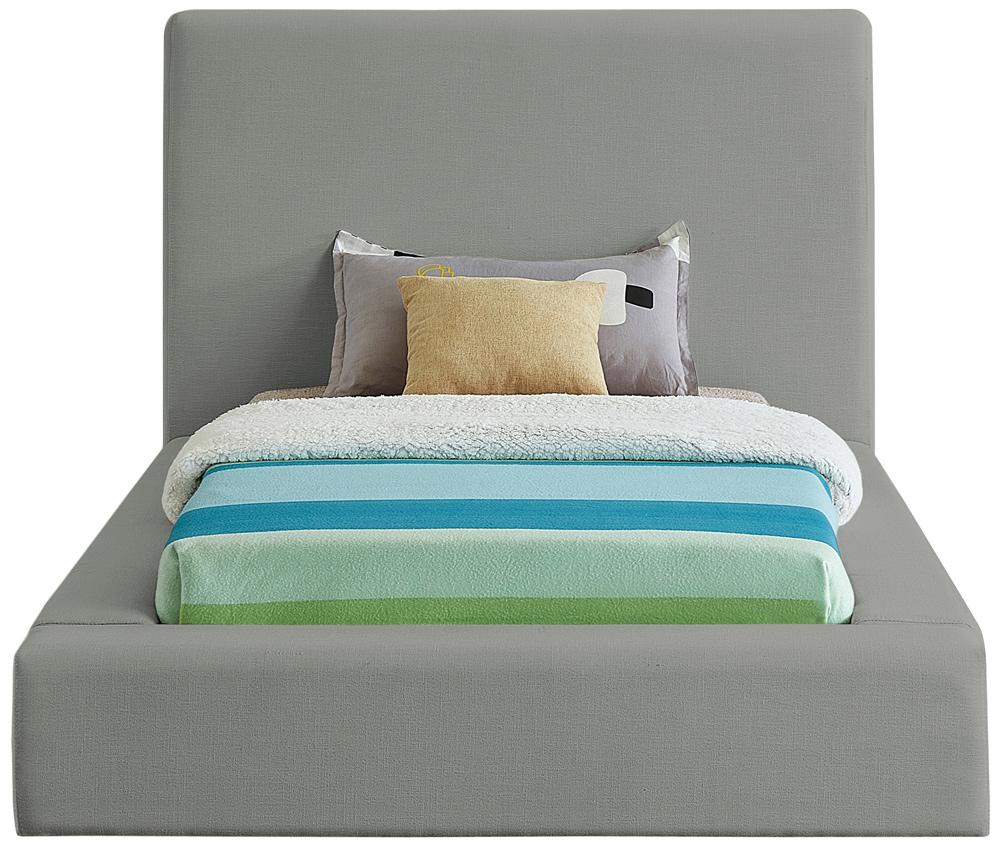 Meridian Furniture - Devin Grey Linen Textured Fabric Twin Bed - DevinGrey-T veiw 3