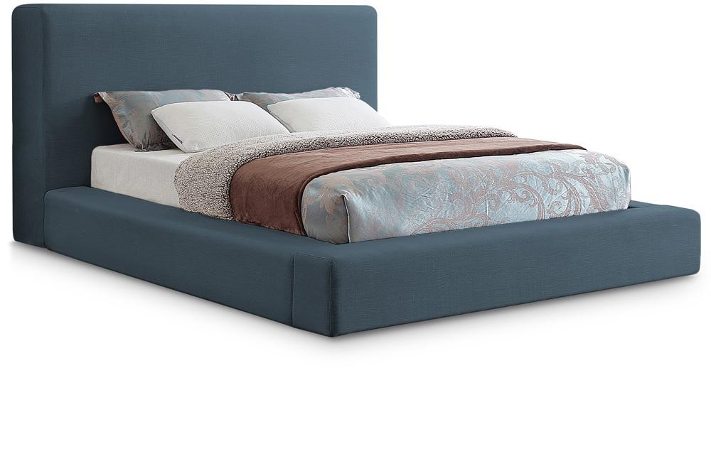 Meridian Furniture - Devin Navy Linen Textured Fabric King Bed - DevinNavy-K veiw 1