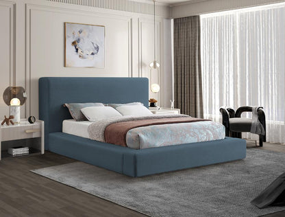 Meridian Furniture - Devin Navy Linen Textured Fabric King Bed - DevinNavy-K veiw 2