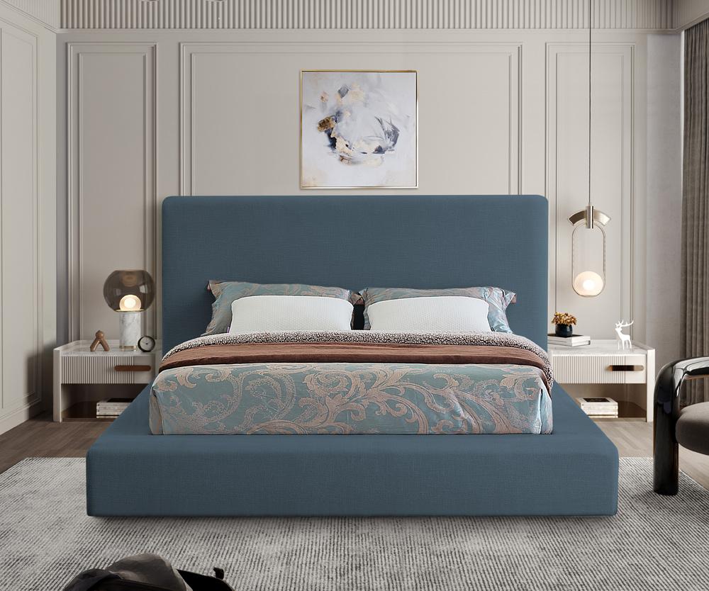 Meridian Furniture - Devin Navy Linen Textured Fabric King Bed - DevinNavy-K veiw 4