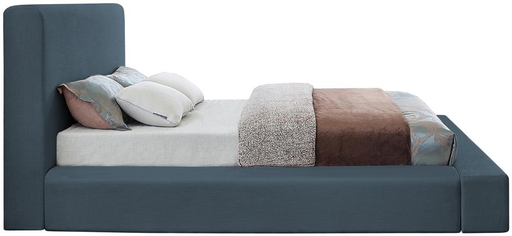 Meridian Furniture - Devin Navy Linen Textured Fabric Queen Bed - DevinNavy-Q veiw 5