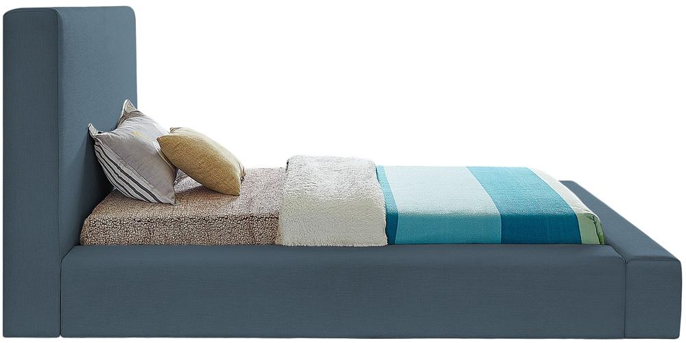 Meridian Furniture - Devin Navy Linen Textured Fabric Twin Bed - DevinNavy-T veiw 5