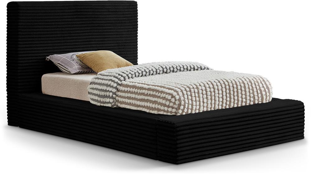 Meridian Furniture - Dexter Black Corduroy Fabric Twin Bed - DexterBlack-T veiw 1