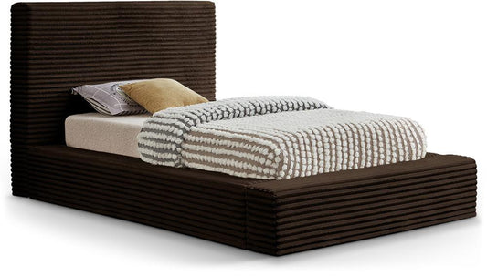 Meridian Furniture - Dexter Brown Corduroy Fabric Twin Bed - DexterBrown-T veiw 1