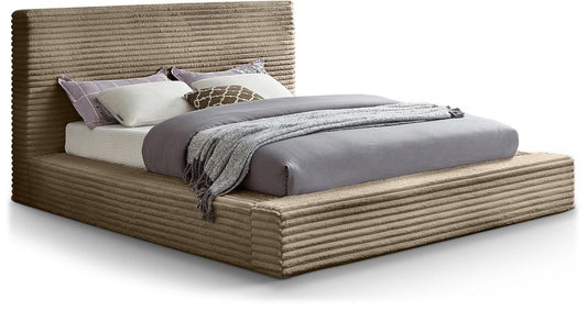 Meridian Furniture - Dexter Taupe Corduroy Fabric Queen Bed - DexterTaupe-Q veiw 1