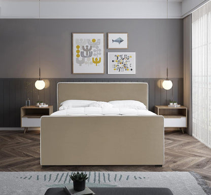 Meridian Furniture - Dillard Beige Velvet Full Bed - DillardBeige-F veiw 4
