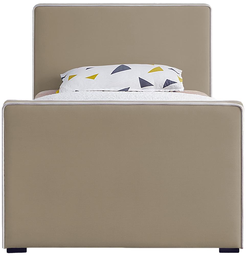 Meridian Furniture - Dillard Beige Velvet Twin Bed - DillardBeige-T veiw 3