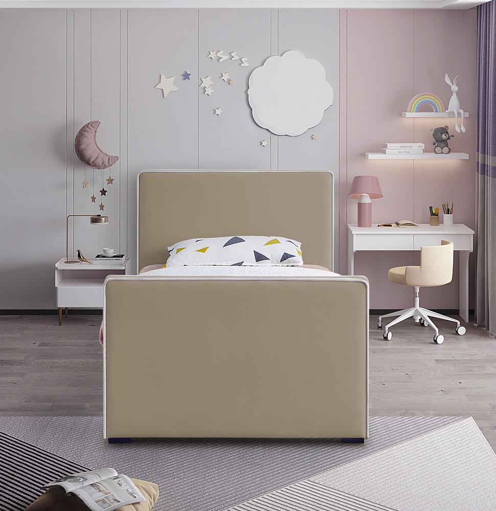 Meridian Furniture - Dillard Beige Velvet Twin Bed - DillardBeige-T veiw 4