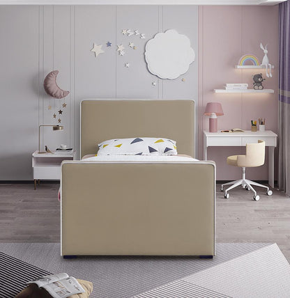 Meridian Furniture - Dillard Beige Velvet Twin Bed - DillardBeige-T veiw 4