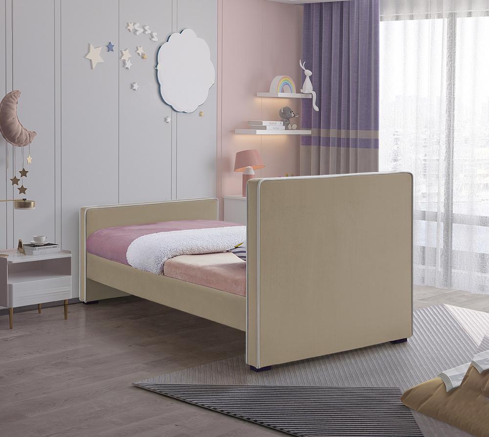 Meridian Furniture - Dillard Beige Velvet Twin Bed - DillardBeige-T veiw 6