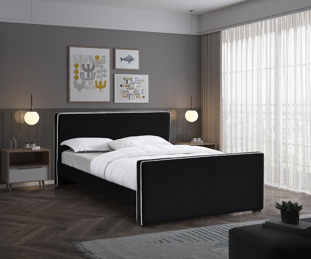 Meridian Furniture - Dillard Black Velvet King Bed - DillardBlack-K veiw 2