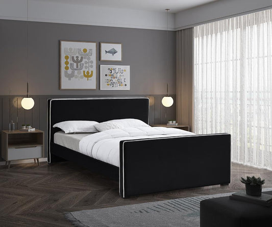 Meridian Furniture - Dillard Black Velvet King Bed - DillardBlack-K veiw 2