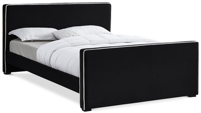 Meridian Furniture - Dillard Black Velvet Queen Bed - DillardBlack-Q veiw 1