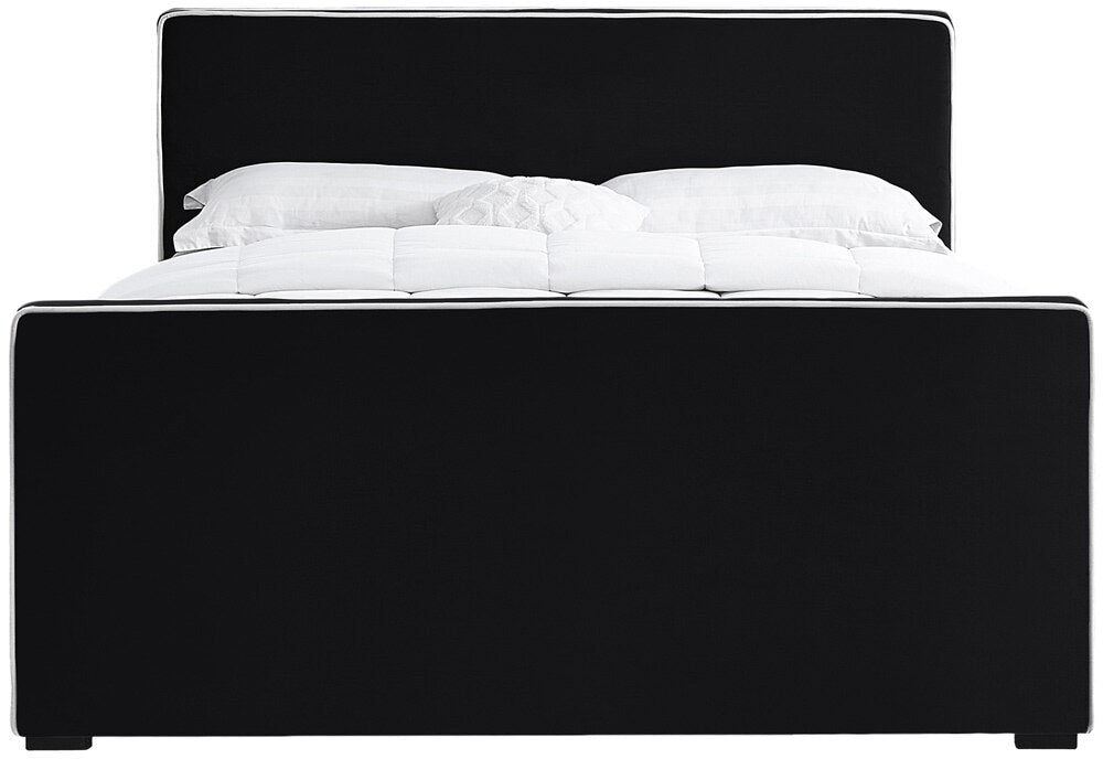 Meridian Furniture - Dillard Black Velvet Queen Bed - DillardBlack-Q veiw 3
