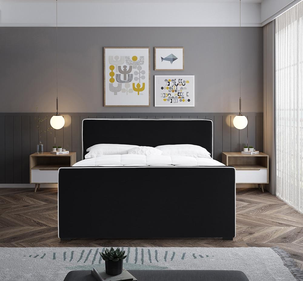 Meridian Furniture - Dillard Black Velvet Queen Bed - DillardBlack-Q veiw 4