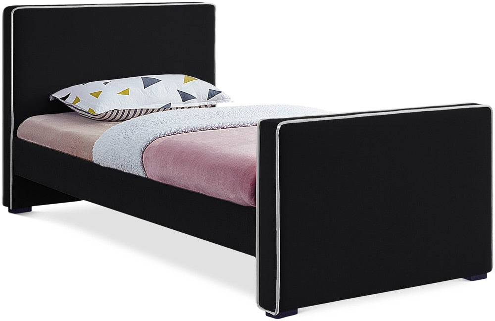 Meridian Furniture - Dillard Black Velvet Twin Bed - DillardBlack-T veiw 1